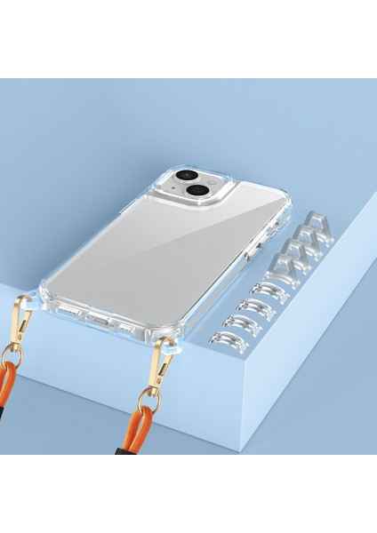 Apple iPhone 14 Kılıf Airbagli Çıkarılabilir Askı Aparatlı Elektropled Kamera Korumalı Silikon Kapak