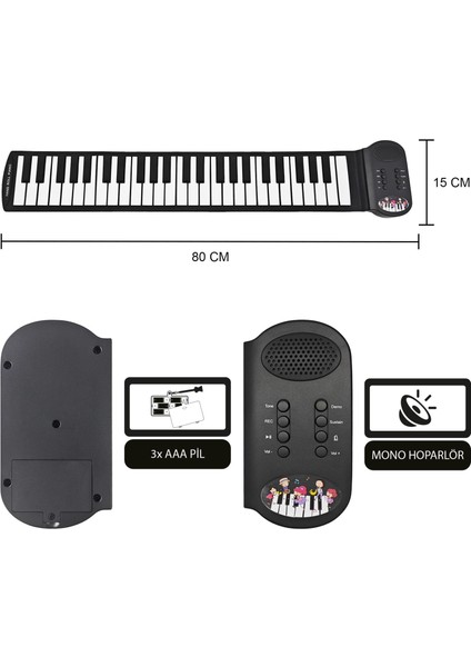 JSK-49B 49 Tuşlu Slikon Katlanabilir Org - Piyano