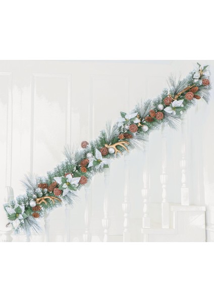 Kendinden Süslü Karlı Garland 180 cm (Kendinden Led'li)