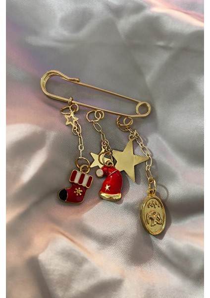 Yılbaşı Çorap ve Şapka Sallantılı Iskoç Yaka Iğnesi Broş fiyatları