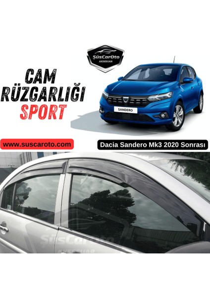 Dacia Sandero Mk3 2020 Sonrası Uyumlu Mugen Cam Rüzgarlığı Seti Piano Black 4\'lü Ithal Parlak Siyah