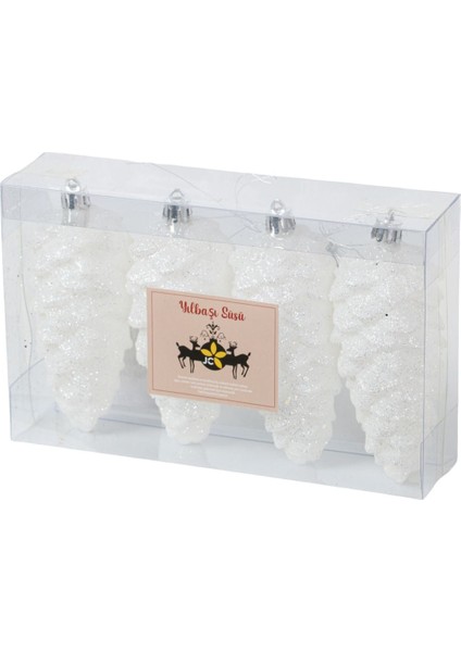 Beyaz Kozalak Ağaç Süsü Seti 11 cm (4 Parça) fiyatları