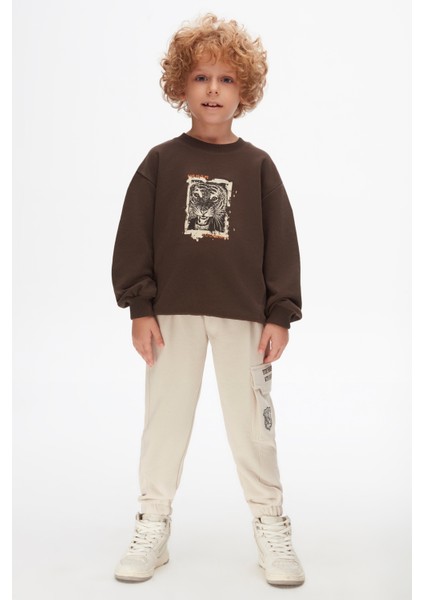 47504 Erkek Çocuk Kahverengi Tiger Sweat