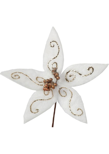 Beyaz Simli Çicek Ağaç Süsü 29 cm