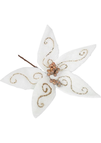 Beyaz Simli Çicek Ağaç Süsü 29 cm fiyatları