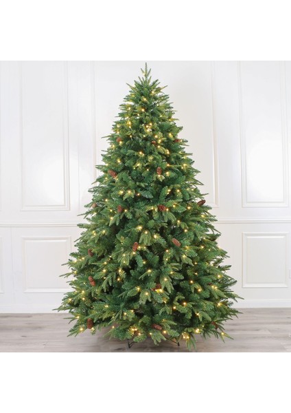Kozalaklı Iğne Yaprak Yeşil Yılbaşı Ağacı 210 cm 1702 Yoğun Dallı (Kendinden Led'li)