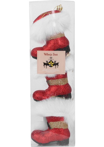 Kırmızı Çizme Ağaç Süsü Seti 10 cm (3 Parça)