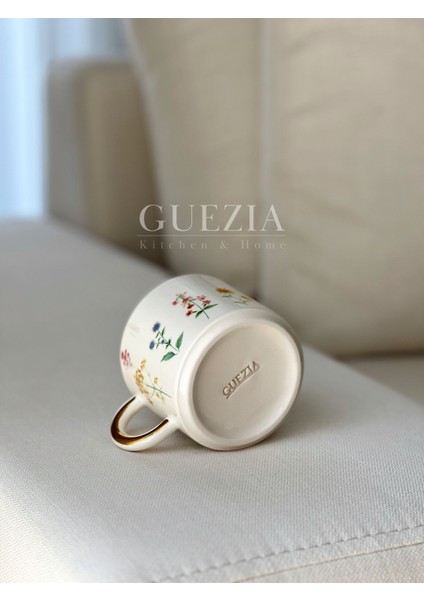 24K Gold Flowers Mug | 300 ml | 1 Adet