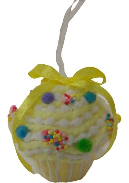 Happy Sugar Sarı Cupcake Süs 9 x 9 cm