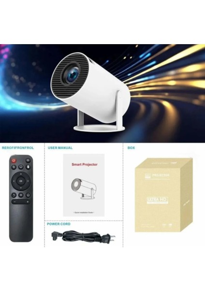 300PRO 4K Destekli Android 12 Akıllı Projeksiyon Cihazı 200ANSI 130 Inç Ekran Wifi Bluetooth HDMI