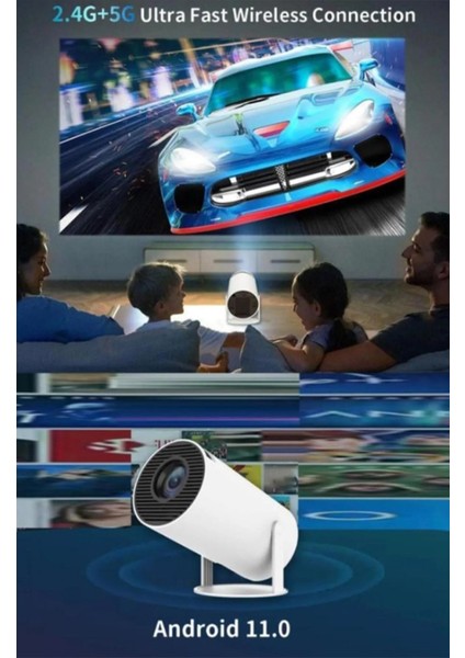 300PRO 4K Destekli Android 12 Akıllı Projeksiyon Cihazı 200ANSI 130 Inç Ekran Wifi Bluetooth HDMI
