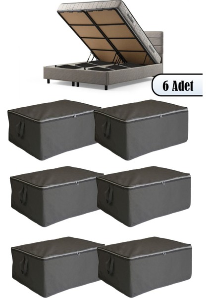 6 Adet - Düz Büyük Boy Bazaaltı ve Çekyat Hurç 60 x 40 x 22 cm (Antrasit)