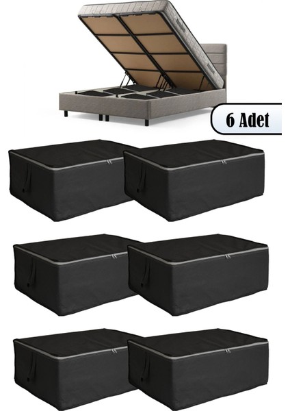 6 Adet - Düz Büyük Boy Bazaaltı ve Çekyat Hurç 60 x 40 x 22 cm (Gri)