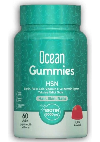 Ocean Gummies Hsn Takviye Edici Gıda 60 Adet Çiğnenebilir Jel Form