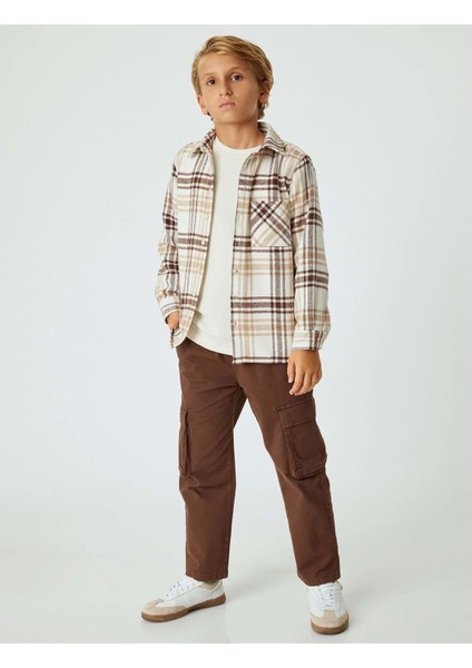 Erkek Çocuk Kargo Kot Pantolon Cep Detaylı Pamuklu - Koton - 5WKB40023TD - Kahverengi - 4-5 Yaş
