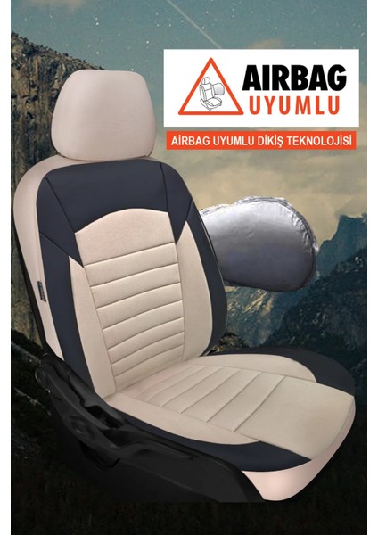 Dacia Lodgy Stepway 1.5 Dci 110 7 Kisilik 2018 Trend Serisi Uyumlu 5 Koltuk Tay Tüyü Oto Koltuk Kılıfısiyah-Bej