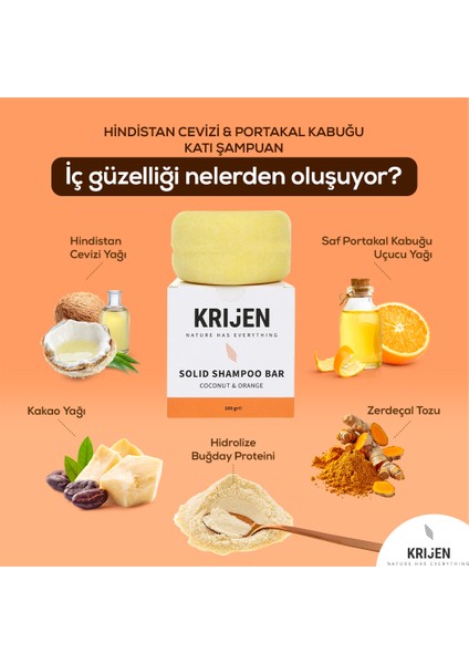 Hindistan Cevizi & Portakal Kabuğu Katı Şampuan 100 Gr