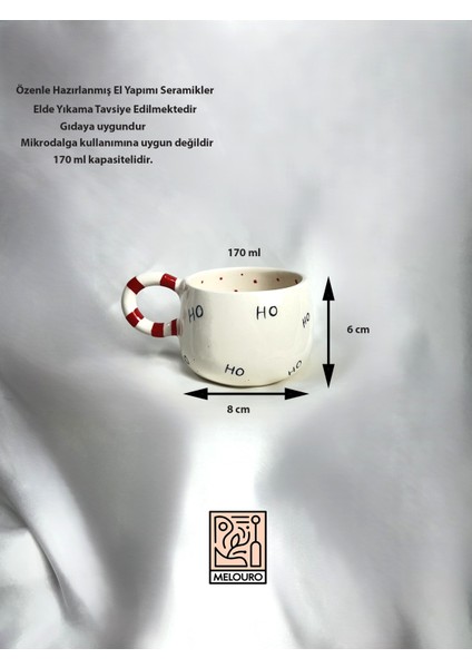 Ho Ho Ho Yazılı El Yapımı Kulplu Seramik Kupa, Yeni Yıl Kupa modelleri