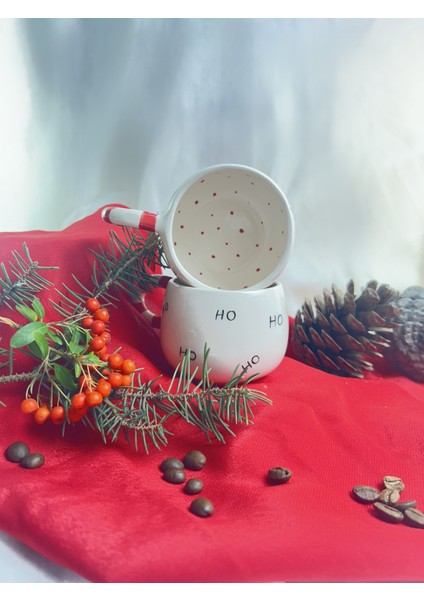 Ho Ho Ho Yazılı El Yapımı Kulplu Seramik Kupa, Yeni Yıl Kupa fırsatları