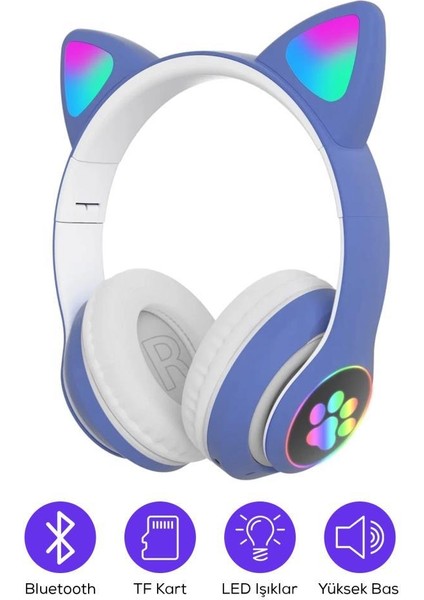 Rgb Işıklı Kedi Kulaklık | Eğlenceli Tasarım ve Yüksek Ses Kalitesi