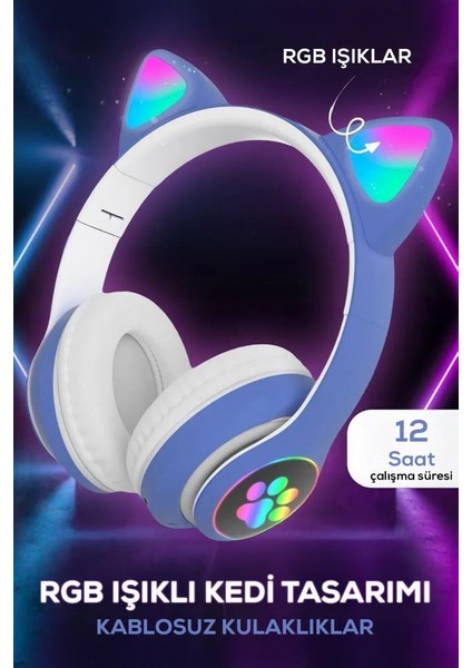 Rgb Işıklı Kedi Kulaklık | Eğlenceli Tasarım ve Yüksek Ses Kalitesi fiyatları