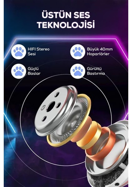 Rgb Işıklı Kedi Kulaklık | Eğlenceli Tasarım ve Yüksek Ses Kalitesi modelleri