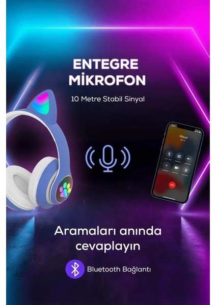 Rgb Işıklı Kedi Kulaklık | Eğlenceli Tasarım ve Yüksek Ses Kalitesi indirimleri