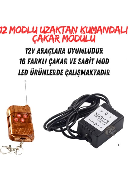 12 Modlu Kumandalı Çakar Modülü Sis Çakar Modülü Uzaktan Kumandalı F1 Çakar Mödül