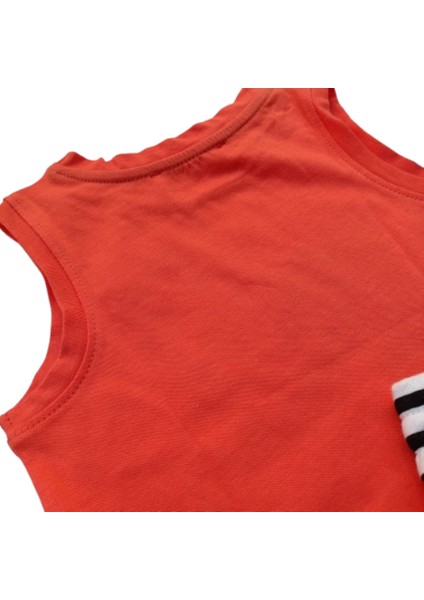 Erkek Çocuk Ikili Takım Baskılı Turuncu Atlet T-Shirt Çizg 6-9 Ay Turuncu indirimleri