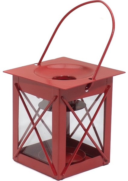 Metal Mumluk Kırmızı+Mum Hediyeli 8 cm