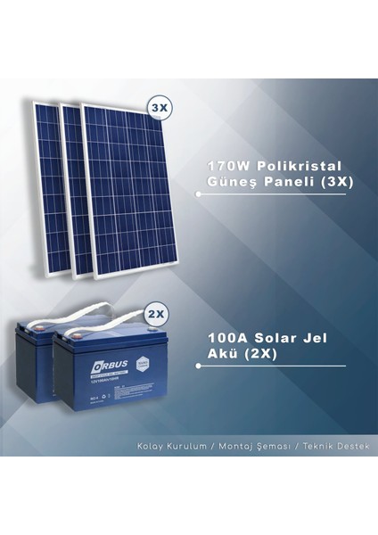 3 Kw Solar Paket Sistem (3000W/GÜN)