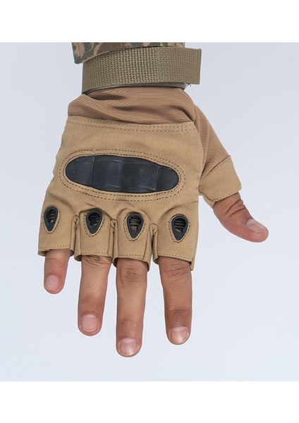Outdoor Kesik Parmaksız Eldiven Asker Polis Dağcı Sporcu Bisikletçi Kemik Eldiveni - 004