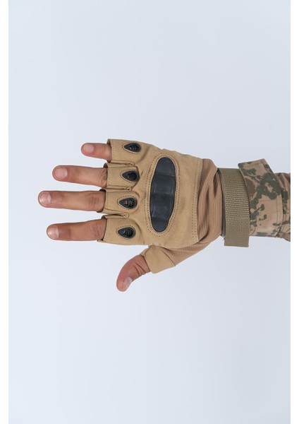 Outdoor Kesik Parmaksız Eldiven Asker Polis Dağcı Sporcu Bisikletçi Kemik Eldiveni - 004
