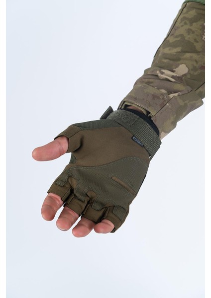 Combat Tactical Outdoor Kesik Parmaksız Eldiven Asker Polis Dağcı Sporcu Bisikletçi Kemik Eldiveni - 004