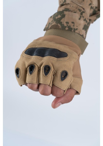 Combat Tactical Outdoor Kesik Parmaksız Eldiven Asker Polis Dağcı Sporcu Bisikletçi Kemik Eldiveni - 004