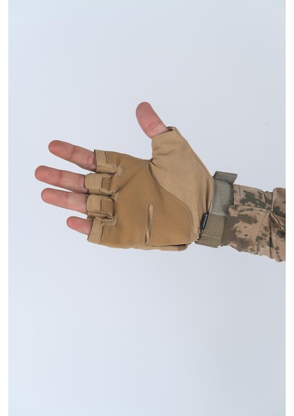 Combat Tactical Outdoor Kesik Parmaksız Eldiven Asker Polis Dağcı Sporcu Bisikletçi Kemik Eldiveni - 004