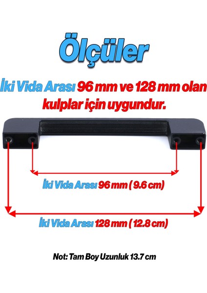 Radus Siyah Metal Kulp 96 mm -9.6 cm Mobilya Çekmece Mutfak Dolabı Dolap Kulpları