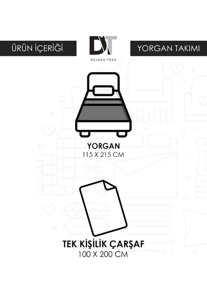 Tek Kişilik Sarı Welsoft Yıldız Yorgan Seti - Yorgan ve Çarşaf Takımı