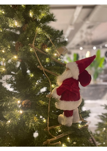 Kırmızı Noel Baba Asma Merdivenli 30 cm