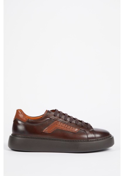 Lizbon Deri Acı Kahve Antik Eva Hazır Taban Sneaker