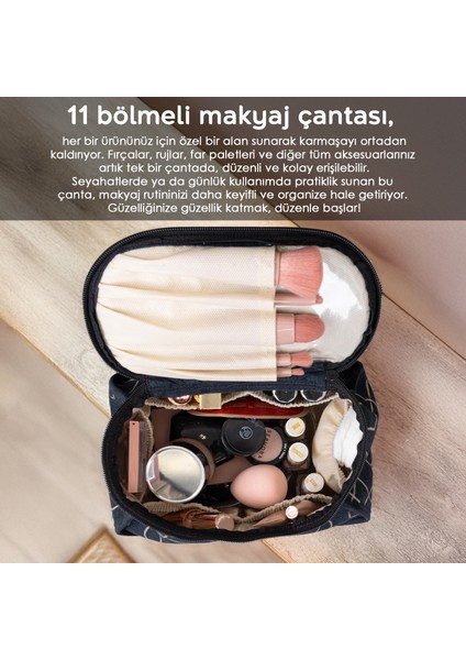 Bölmeli Fırça Kozmetik Makyaj Çantası - Büyük Boy Organizer Düzenleyici Seyahat Çantası fiyatları