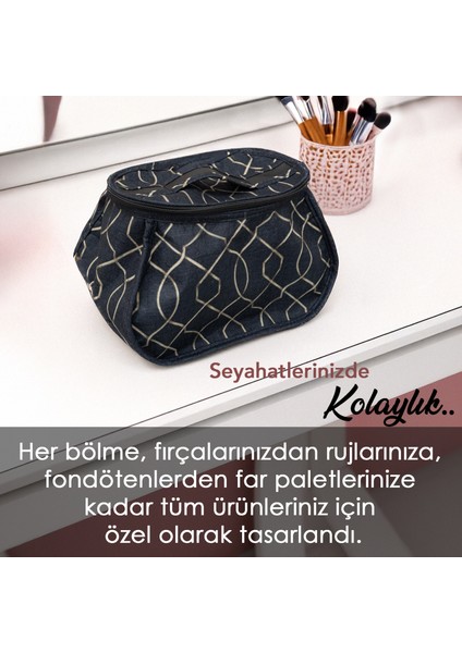 Bölmeli Fırça Kozmetik Makyaj Çantası - Büyük Boy Organizer Düzenleyici Seyahat Çantası modelleri