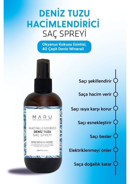 MARU Hacim Ve Dolgunluk Veren Deniz Tuzu Saç Spreyi  250 ml