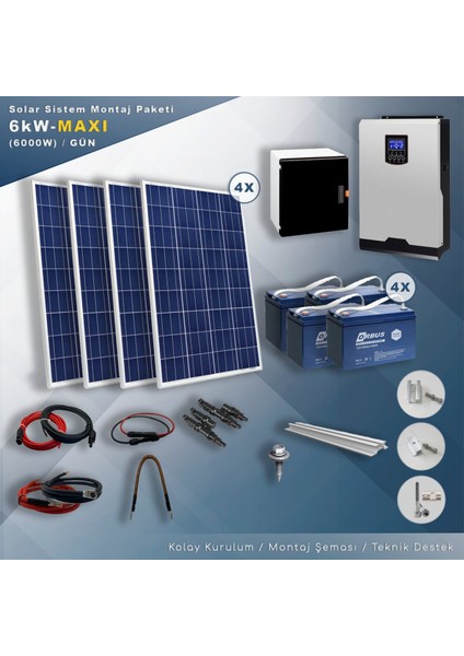 6 Kw Maxı Solar Paket Sistem (6000W/GÜN)