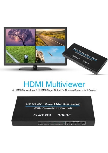 Çoklu HDMI Görüntüleyici, 4’ü 1 Arada Hd Multimedya Arayüzü