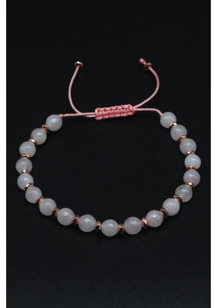 Pembe Kuvars Doğal Taş Makrome Örme Bileklik Küre Kesim fiyatları