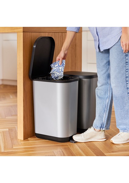 Ribo Pedal Bin 35LT Metalik Gri