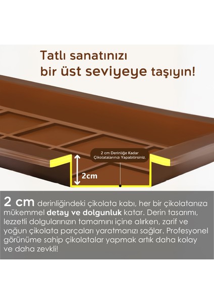 4 Adet Dubai Çikolatası Kalıbı - Büyük Tablet Çikolata Kalıbı Silikon Kalıp