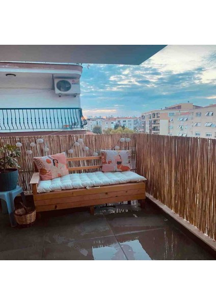 Hasır Kamış Bambu Çit Balkon Çiti Bahçe Çiti 60 cm x 5 Metre Dekorasyon