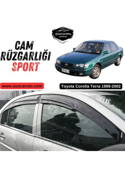 Toyota Corolla Terra 1999-2002 Uyumlu Mugen Cam Rüzgarlığı Seti Piano Black 4'lü Ithal Parlak Siyah
